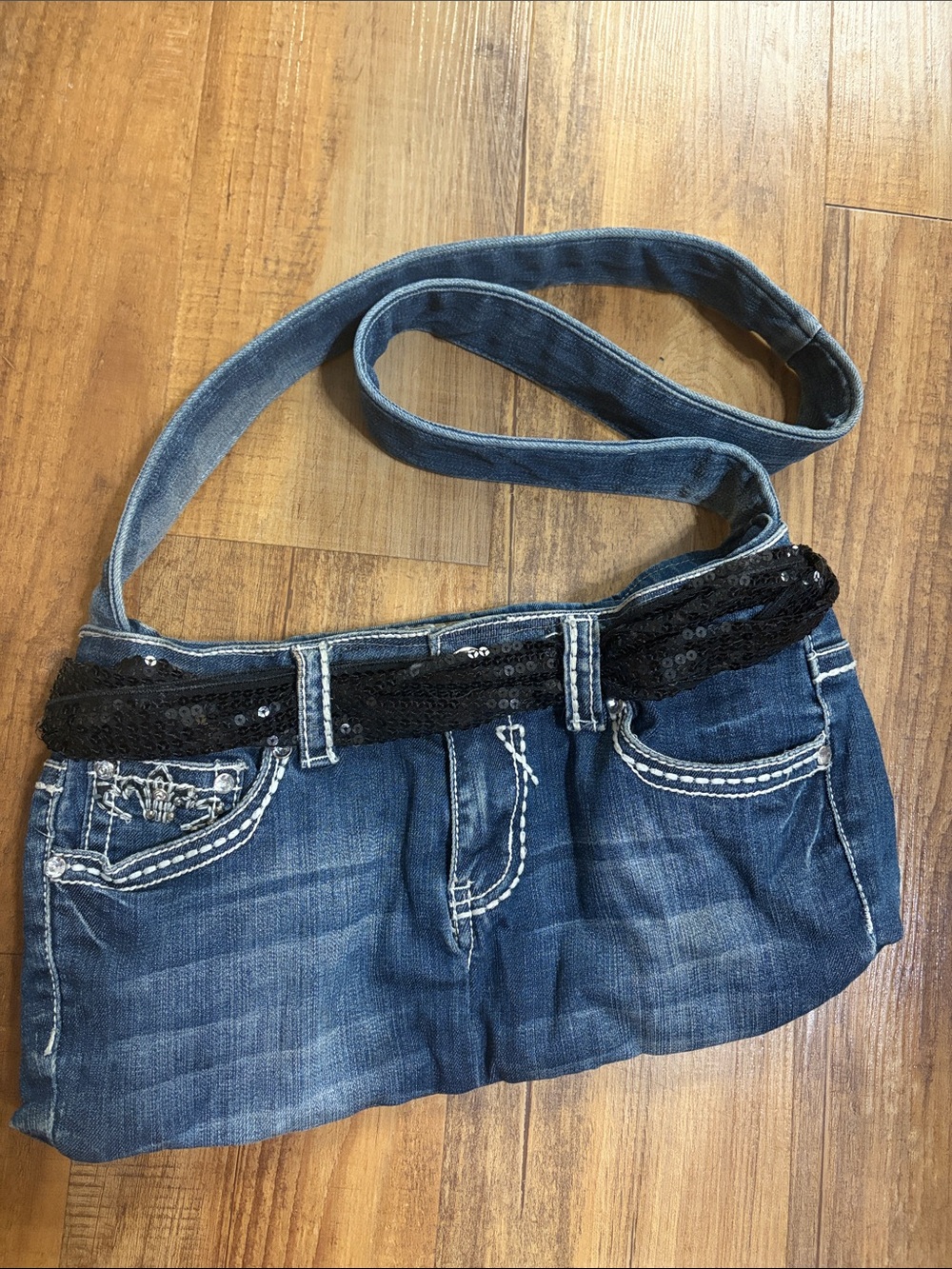 Miss chic jeans Denim Crossbody Purse with bling